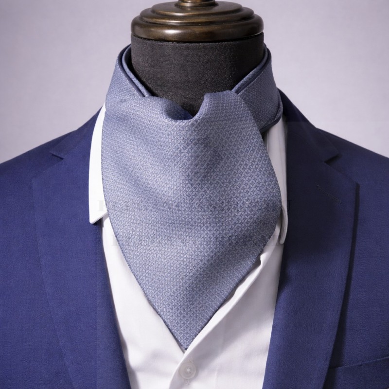   NM szatén ascot nyaksál - Kékesszürke aprómintás